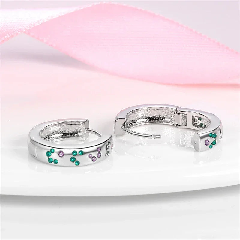 Elegant Gemstone Sterling Silver Hoop Earrings