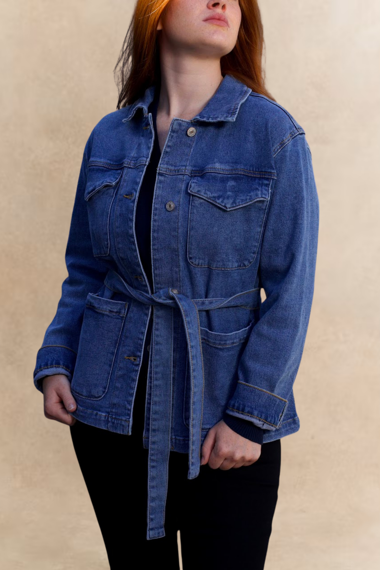 Sabrina Women's Belted Jean Jacquard Jacket