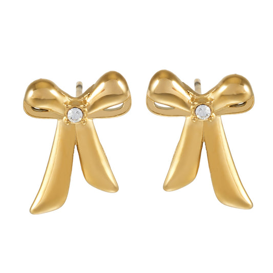 Bow Stud Earrings with Solitaire Zirconia – Dainty & Chic Everyday Jewelry