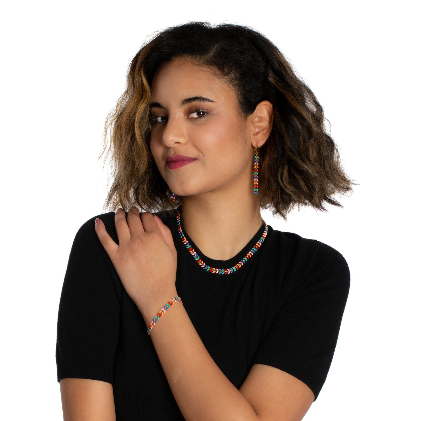 Multicolour Enamel Leaf Bracelet