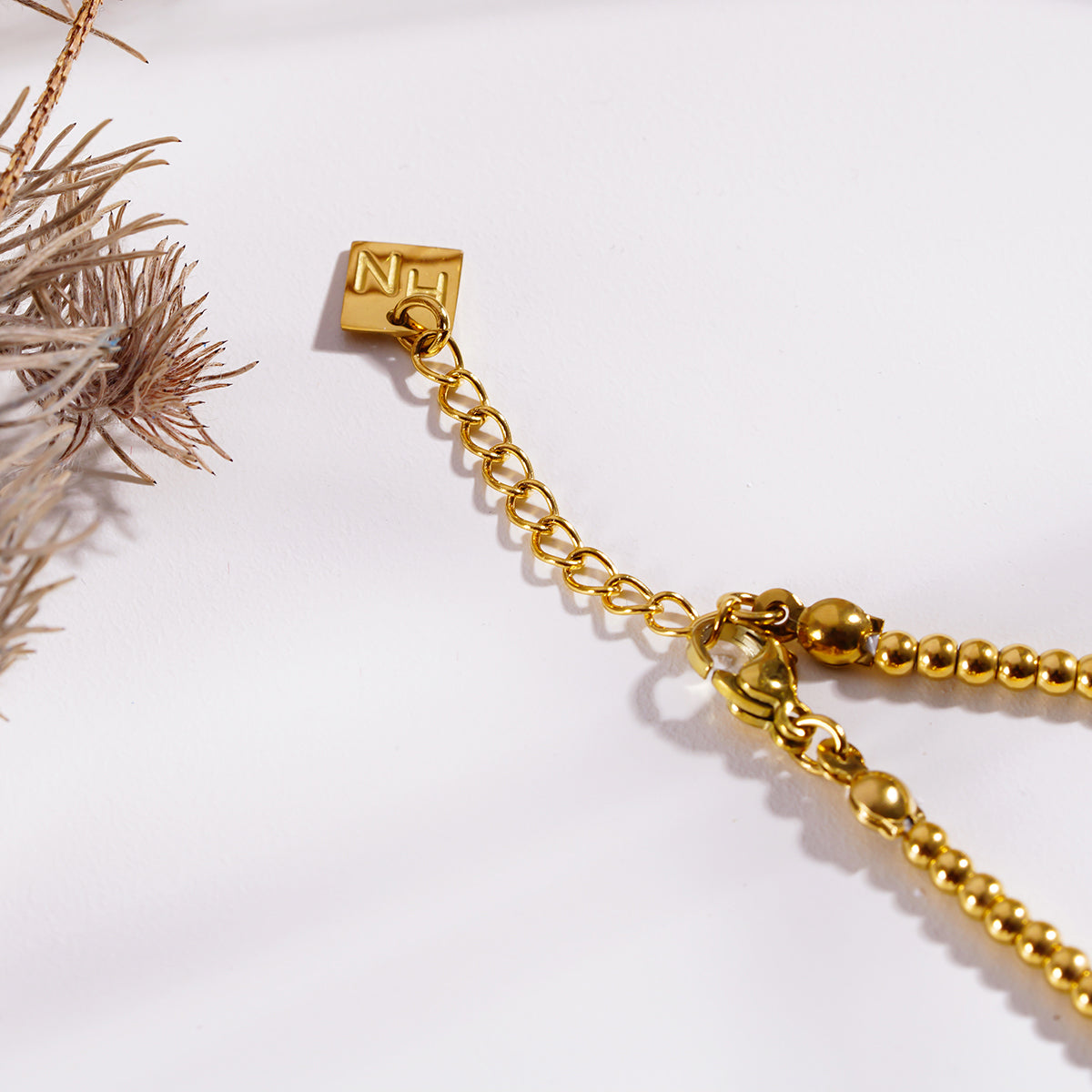 Pink Aventurine Stones and Gold Beaded Bracelet