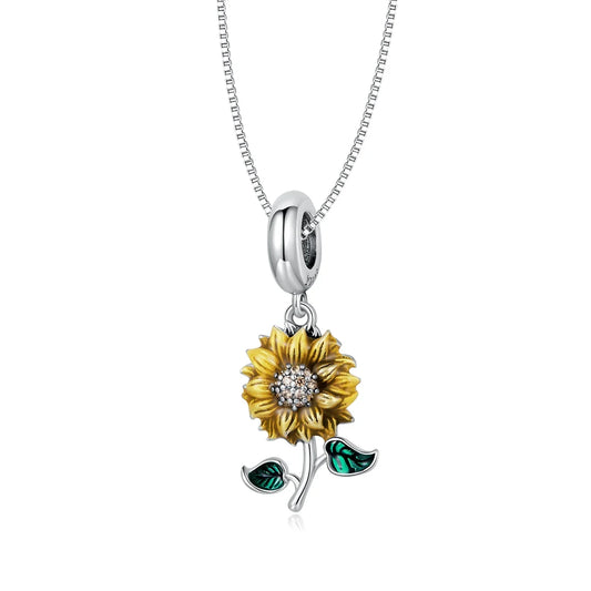 Vintage 925 Sunflower Pendant Necklace