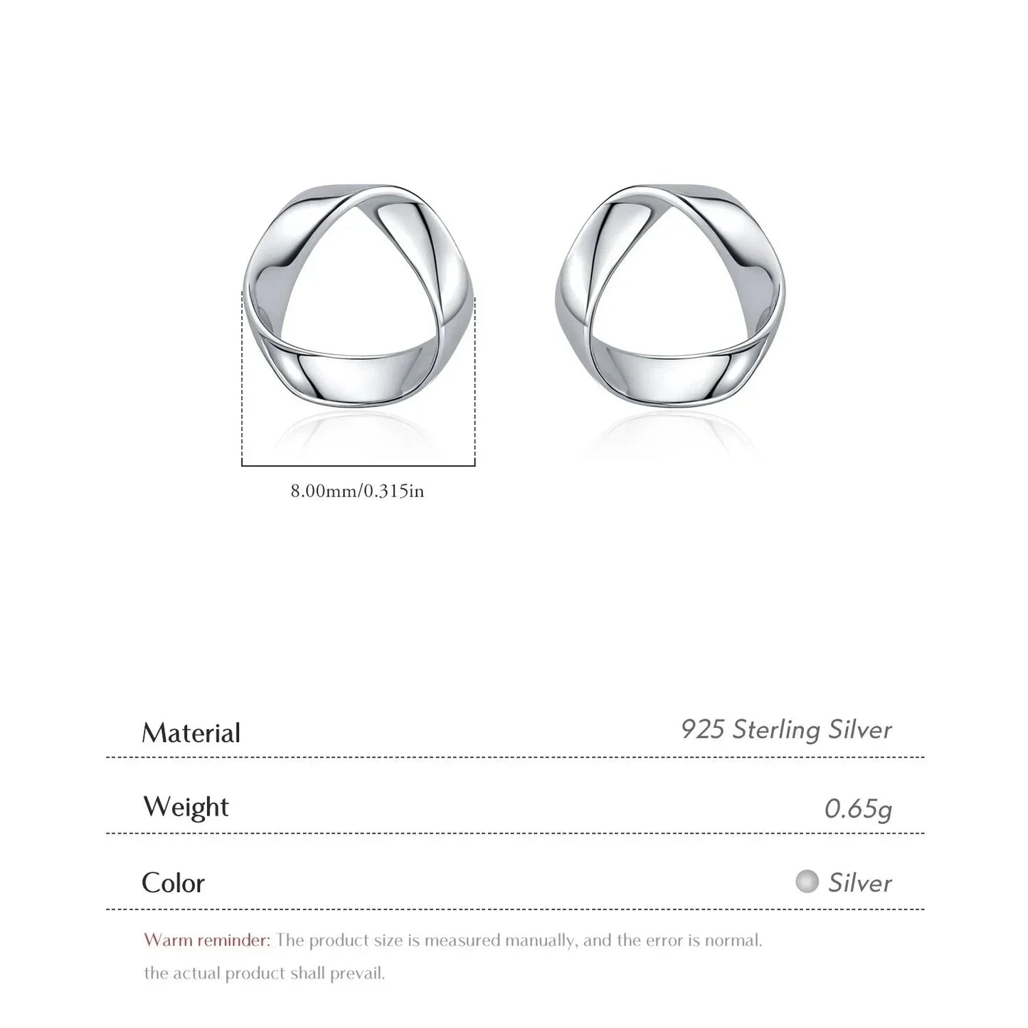 Sterling Silver Minimalist Wavy Stud Earrings