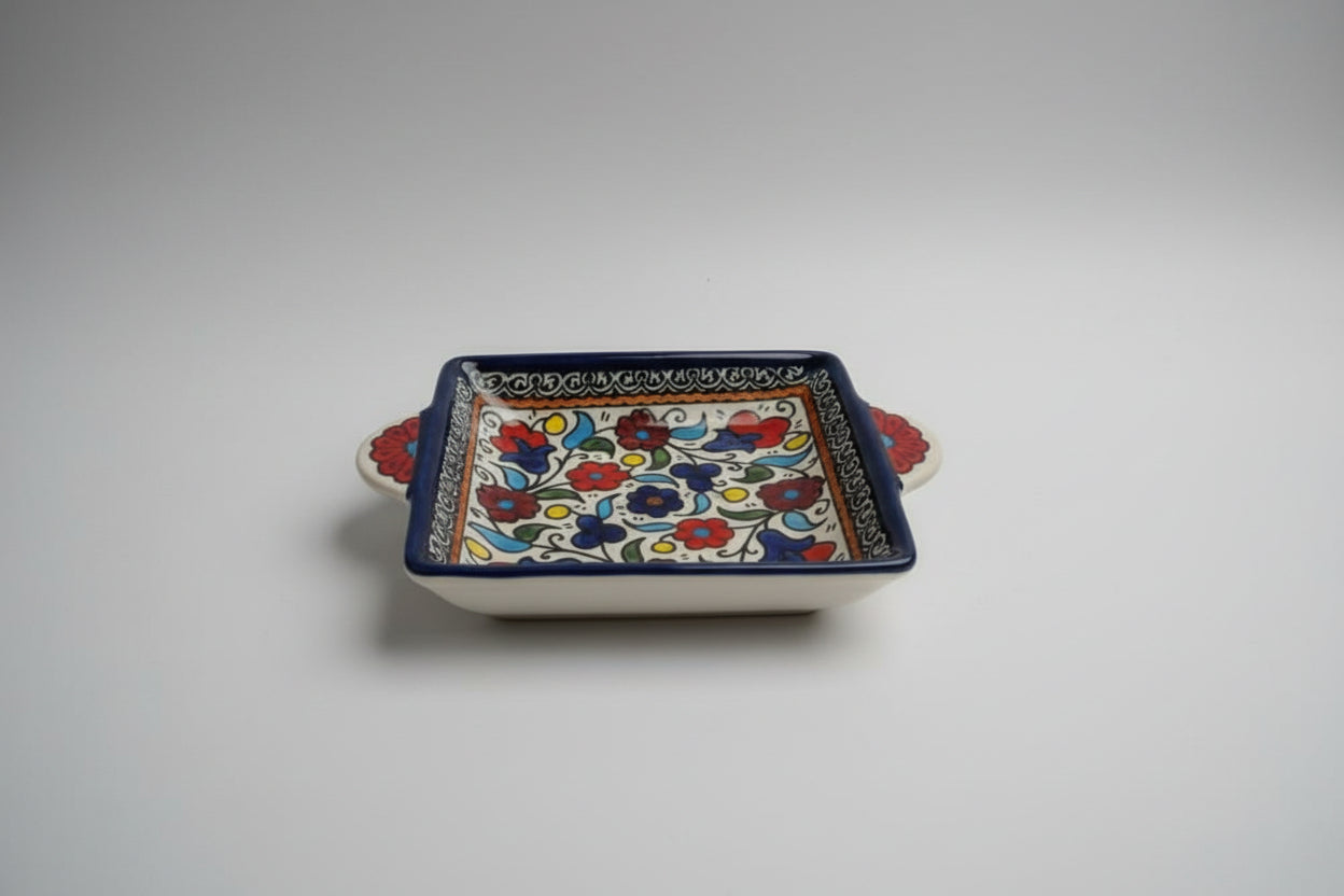 Handcrafted Ceramic Square Plate with Handle