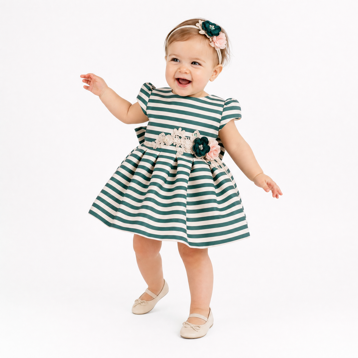 Garden Stripe Baby Dress