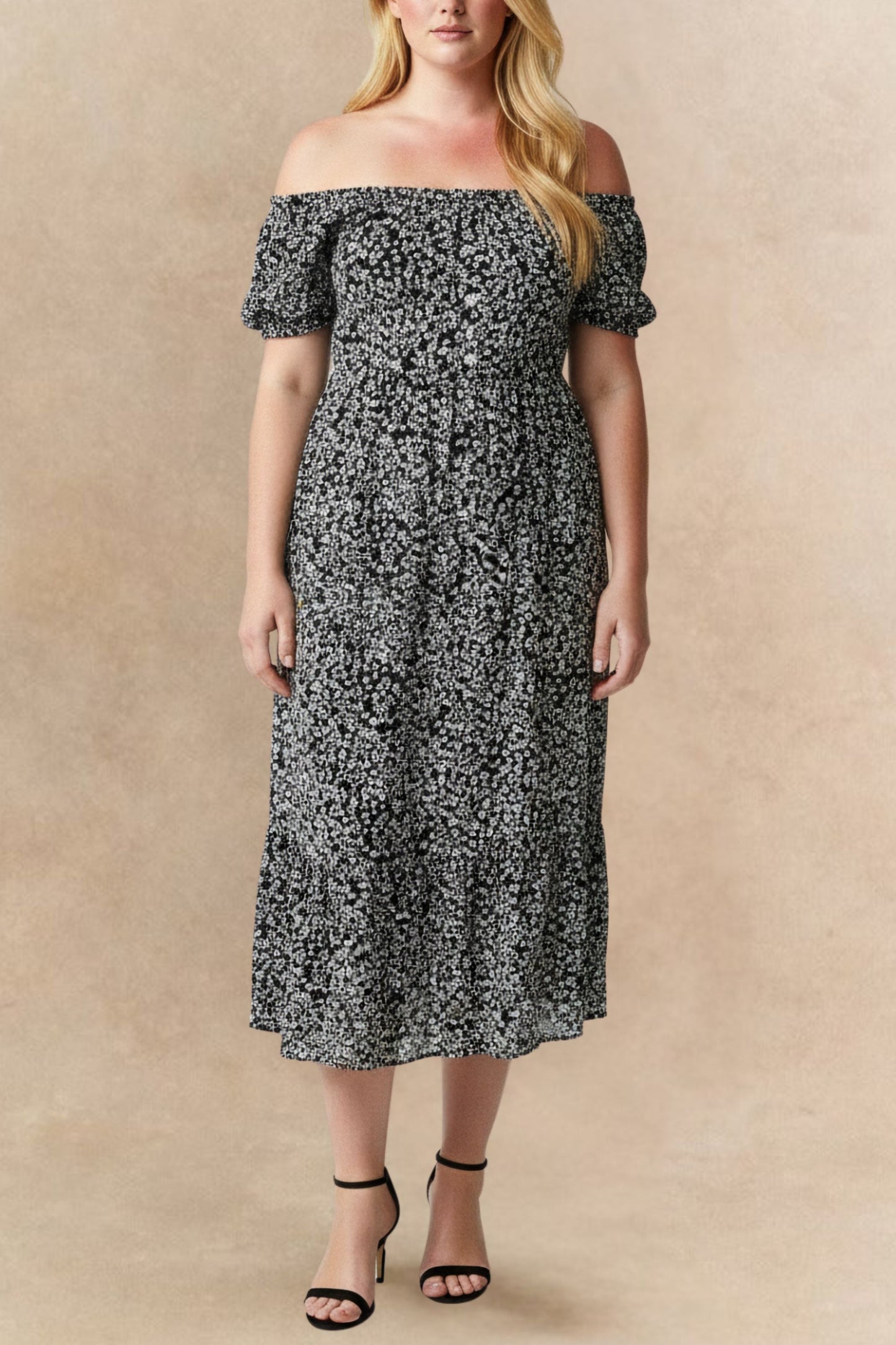 Sylvie Midi Dress On-Off Shoulders