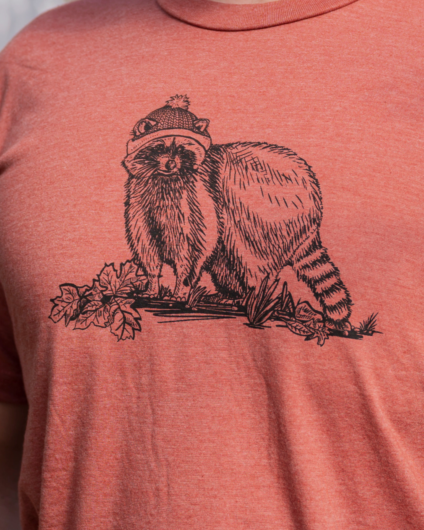 RACCOON- Unisex Eco Tee - Heather Rust