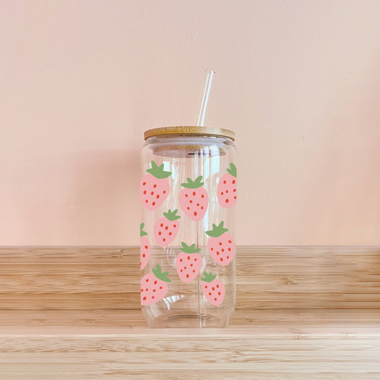 Verre boho - champ de fraises