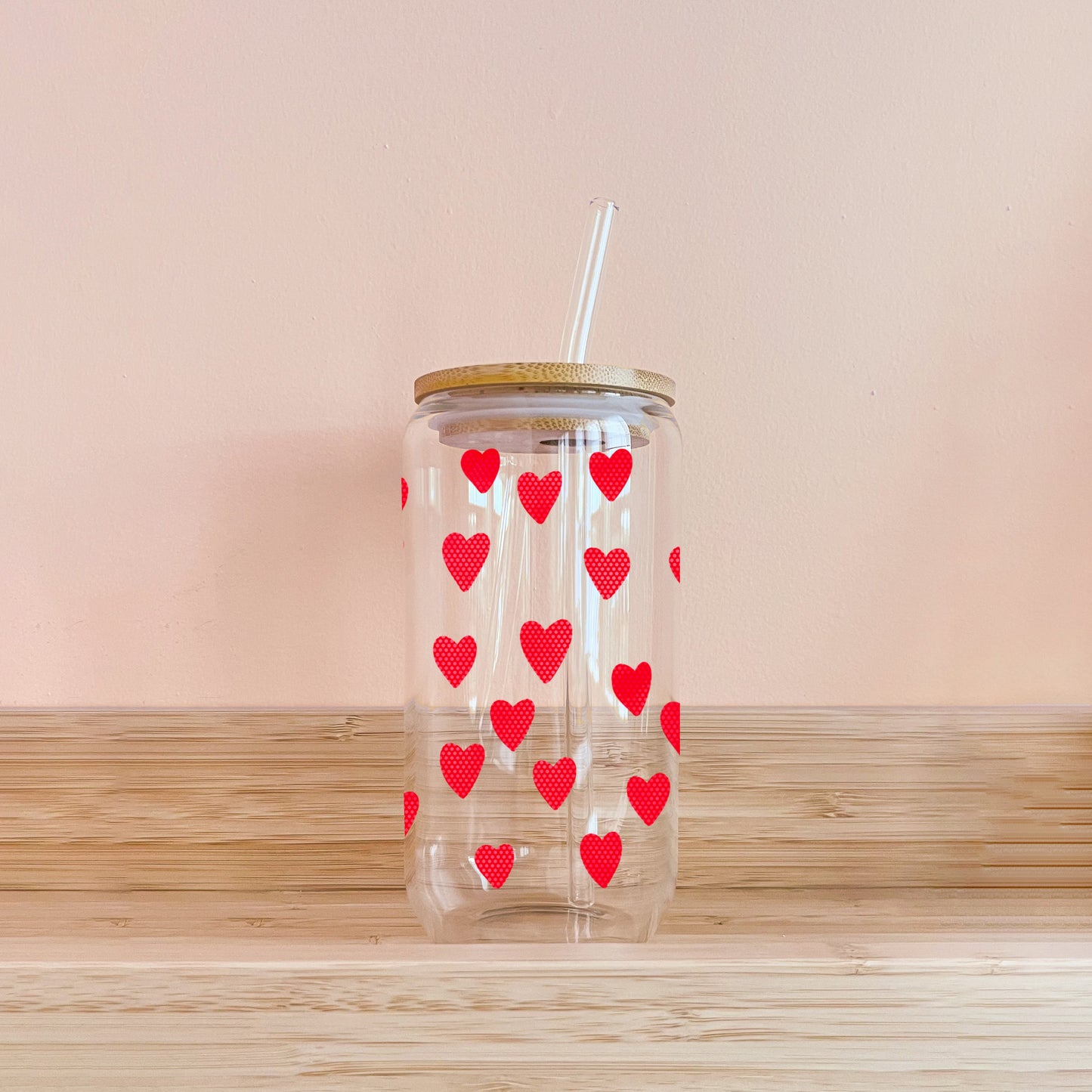 Verre boho - coeurs rouge