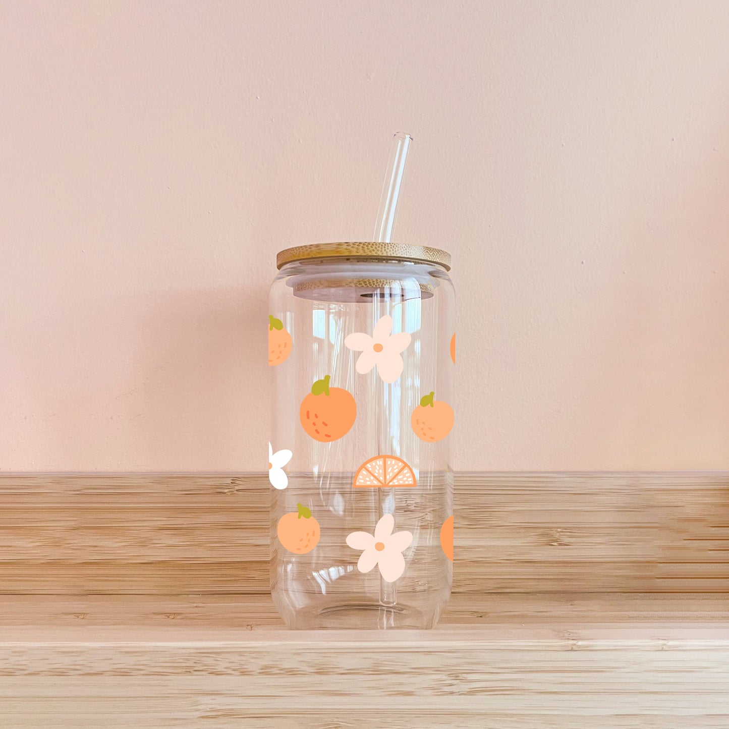 Verre boho - fleurs et agrumes