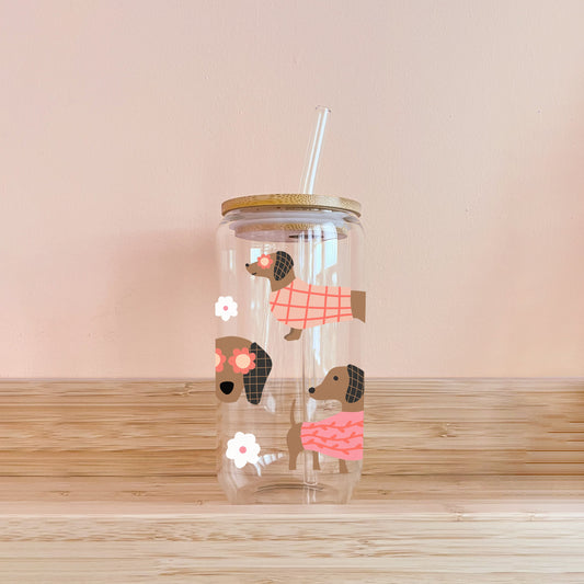 Verre boho - teckels de printemps