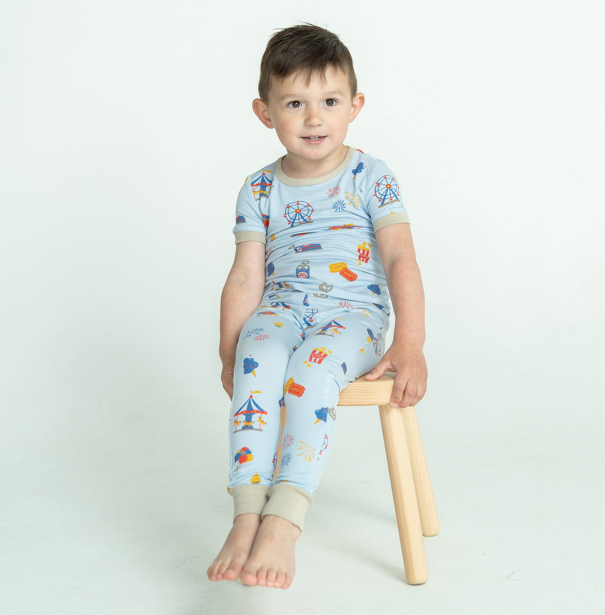 Bamboo Short Sleeve Pajama Set (Funland Print)