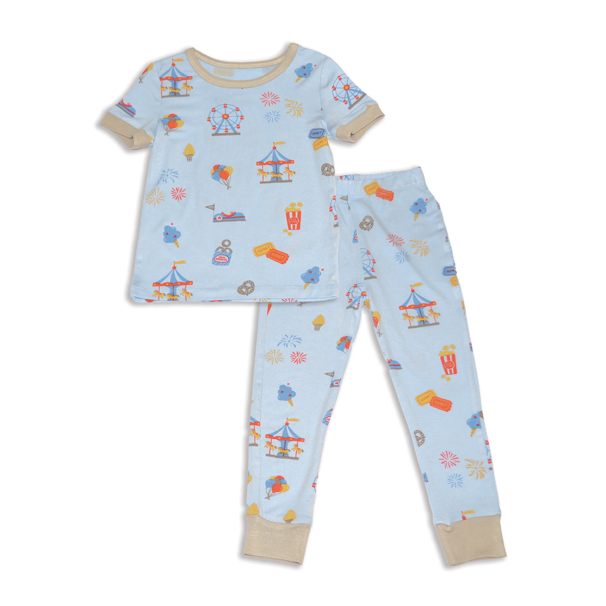 Bamboo Short Sleeve Pajama Set (Funland Print)