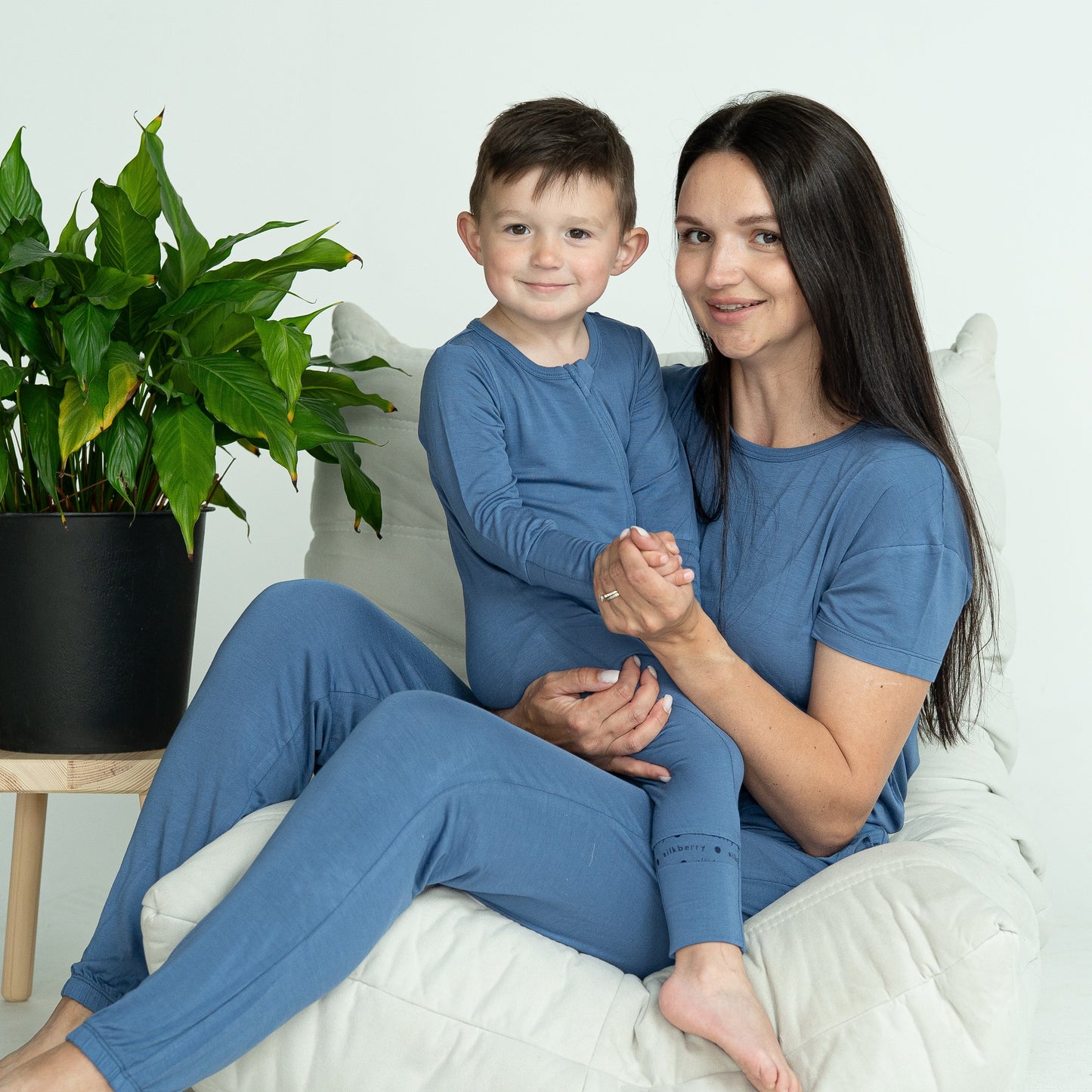 Women's Bamboo Short Sleeve Loungewear Set (Galactic Blue)
