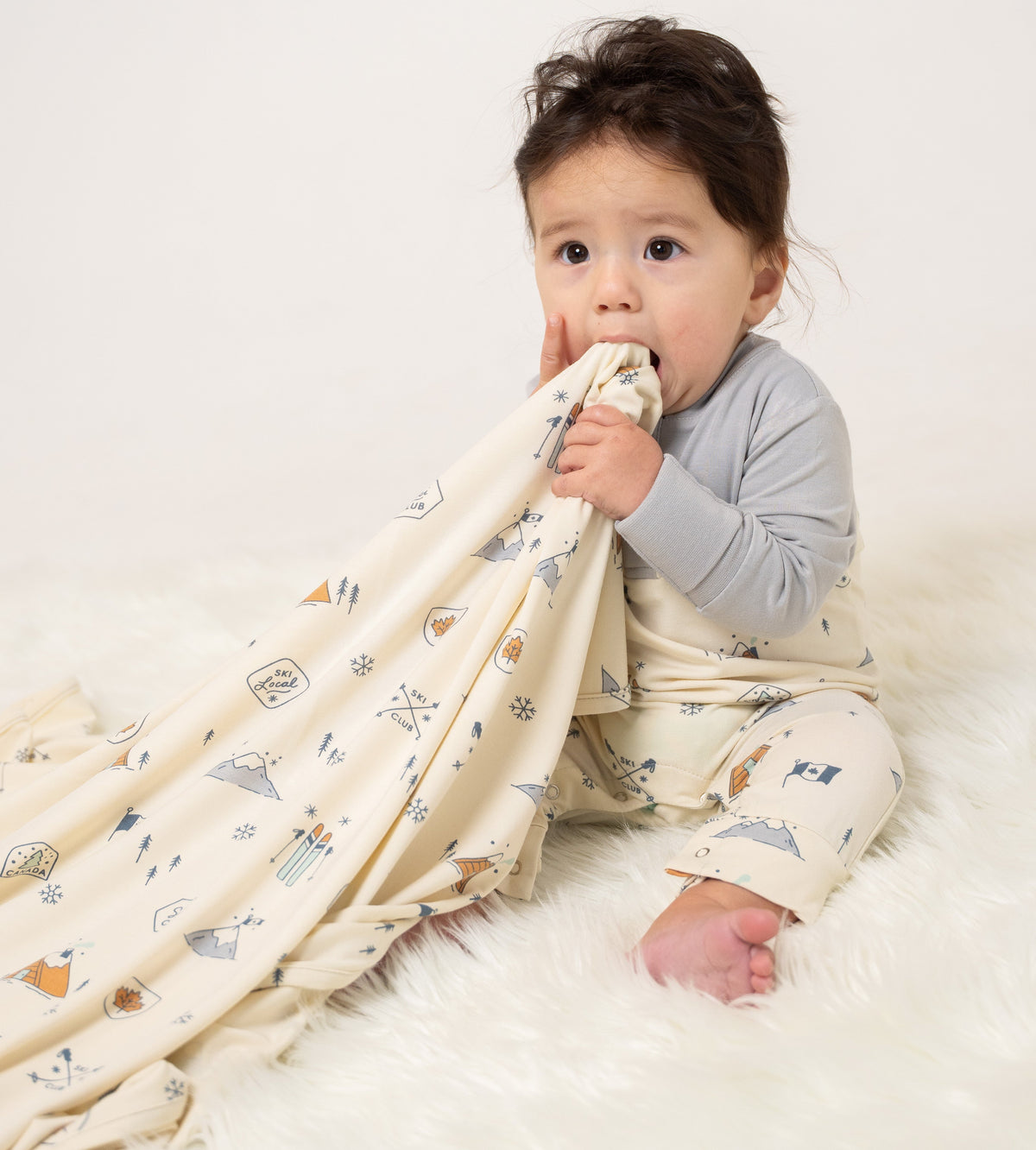Bamboo Swaddle Blanket (Ski Club Print)