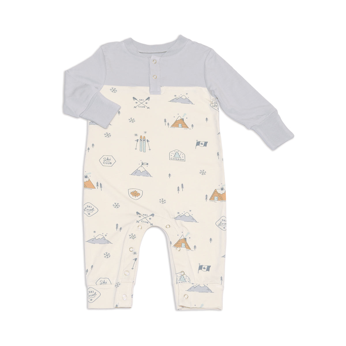 Bamboo Long Sleeve Romper (Ski Club Print)