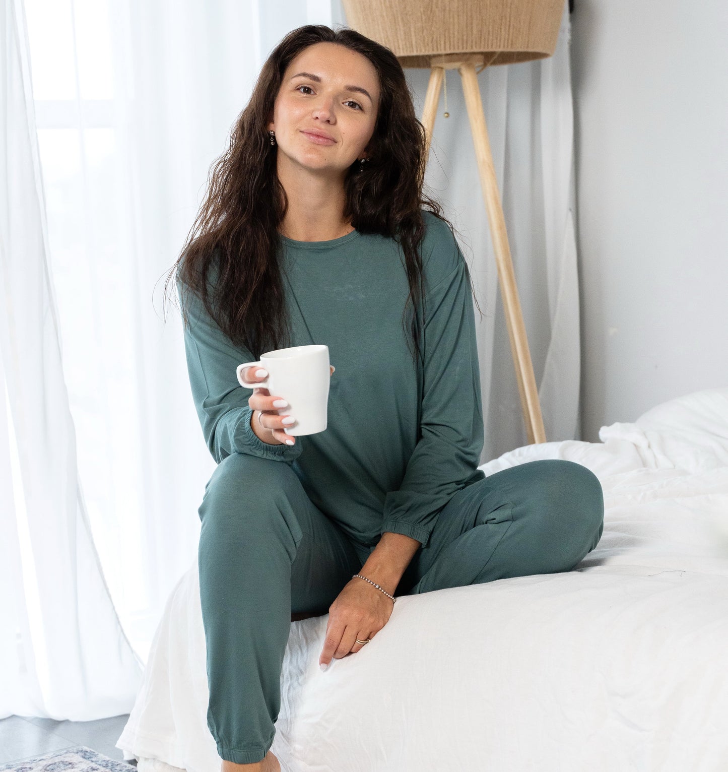 Women's Bamboo Long Sleeve Loungewear Set (Pine)