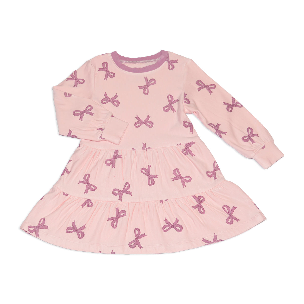 Bamboo Fleece Tiered Dress (Whimsical Bow Print)