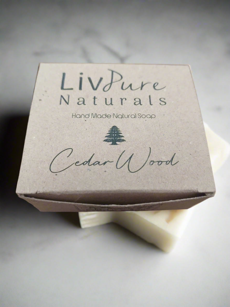 Cedar Wood-Olive Oil Soap | Woodsy Face & Body Bar with Gentle Exfoliation | Organic and Natural Bar Soap