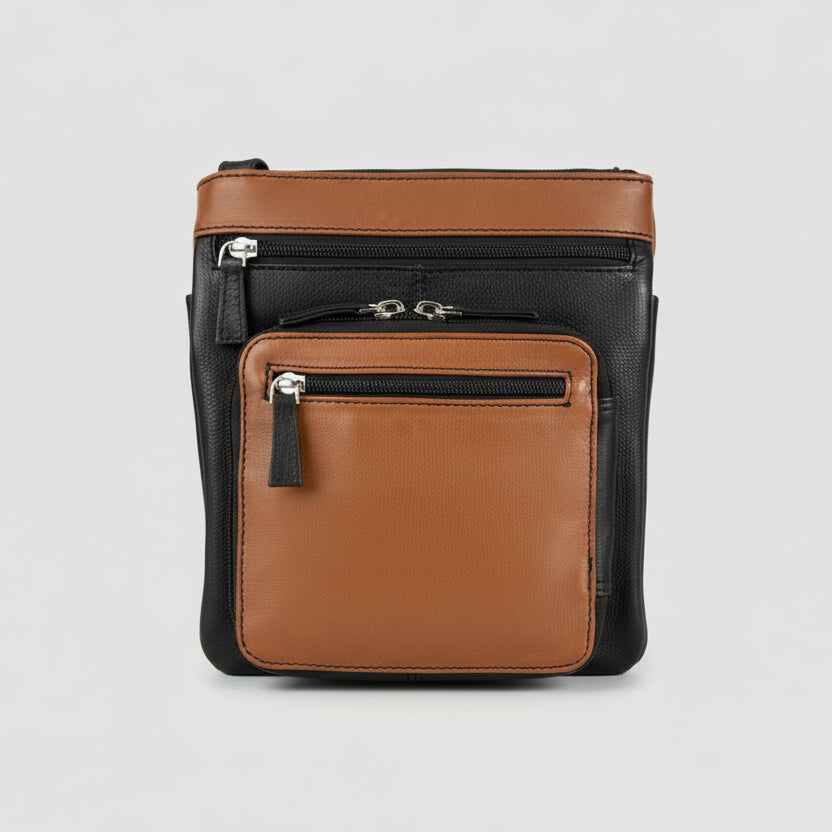 Genuine Leather Crossbody Bag. RFID Blocking Travel Purse