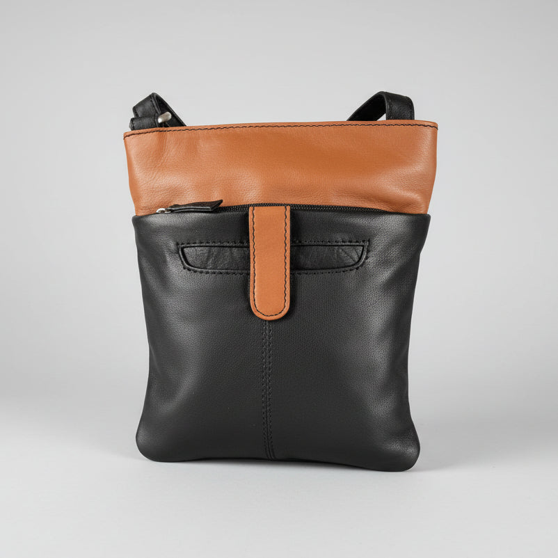 Genuine Leather Crossbody Bag. RFID Blocking Travel Purse