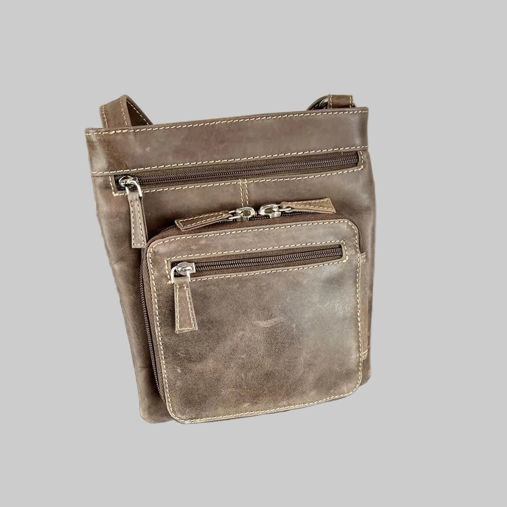 Genuine Leather Crossbody Bag. RFID Blocking Travel Purse