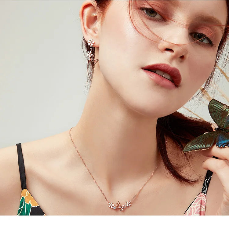 Delicate Beauty: Butterfly and Flower Choker Necklace