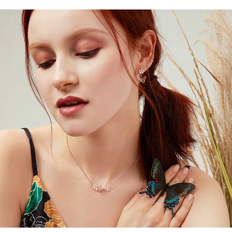 Delicate Beauty: Butterfly and Flower Choker Necklace