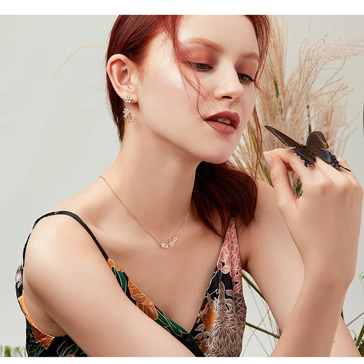 Delicate Beauty: Butterfly and Flower Choker Necklace