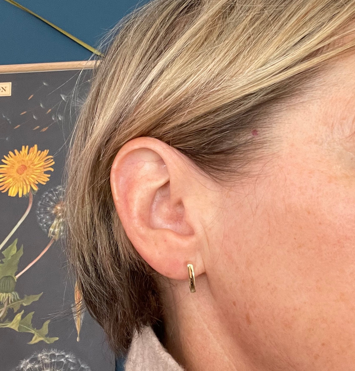 Yellow Gold Rectangle Hoop Earrings