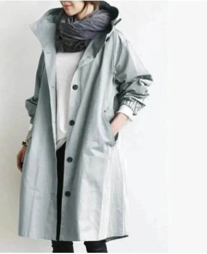 Women Casual Style Hoodie Windbreaker Mid-Length Jacket