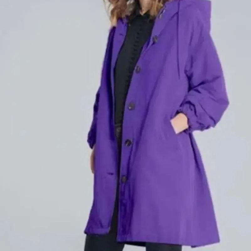 Women Casual Style Hoodie Windbreaker Mid-Length Jacket