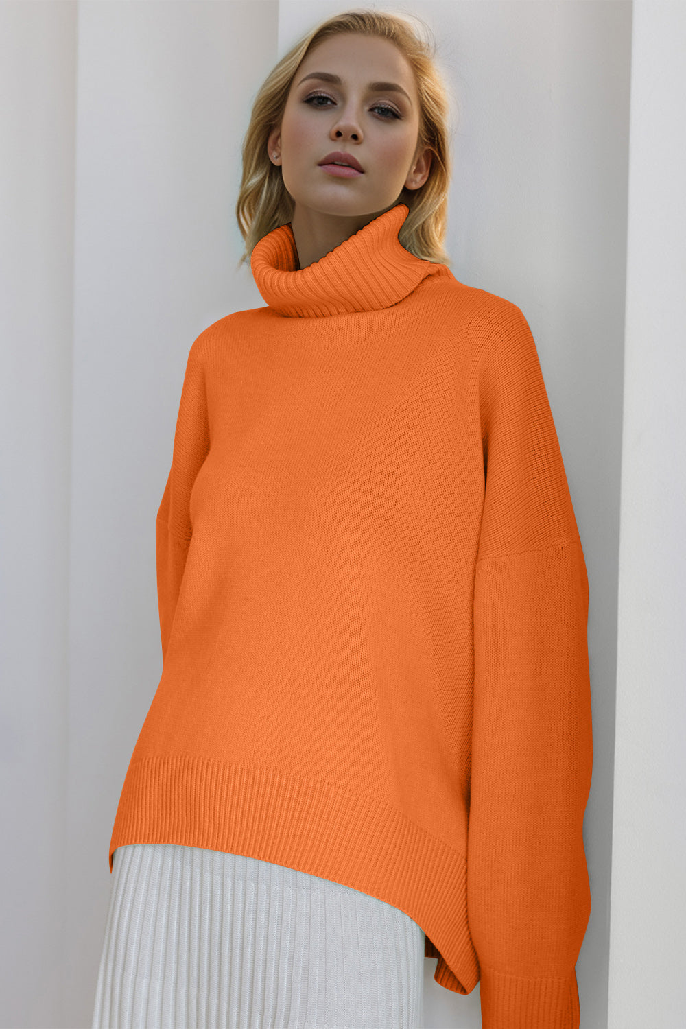 Basic Bae Turtleneck Dropped Shoulder Sweater