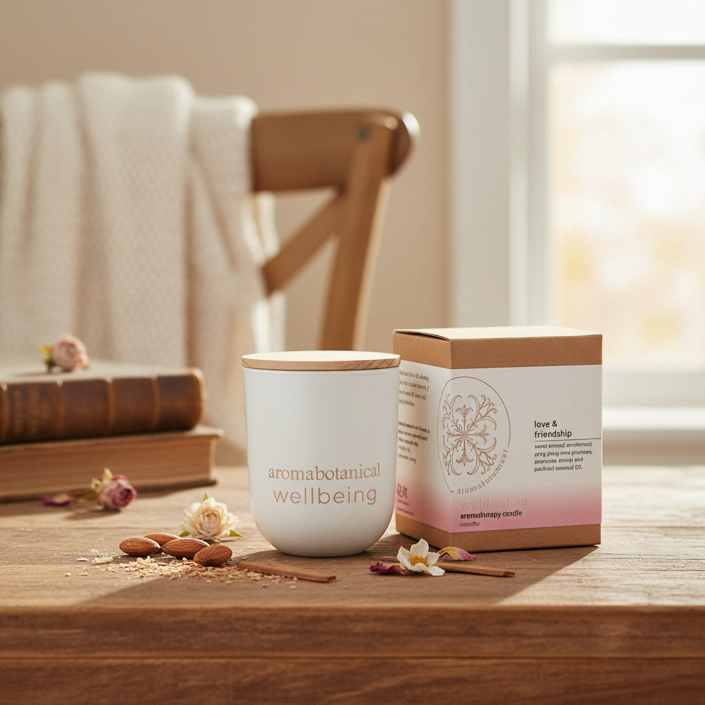 Small Love Candle with Almond & Sandalwood for Intimacy by Aromabotanical