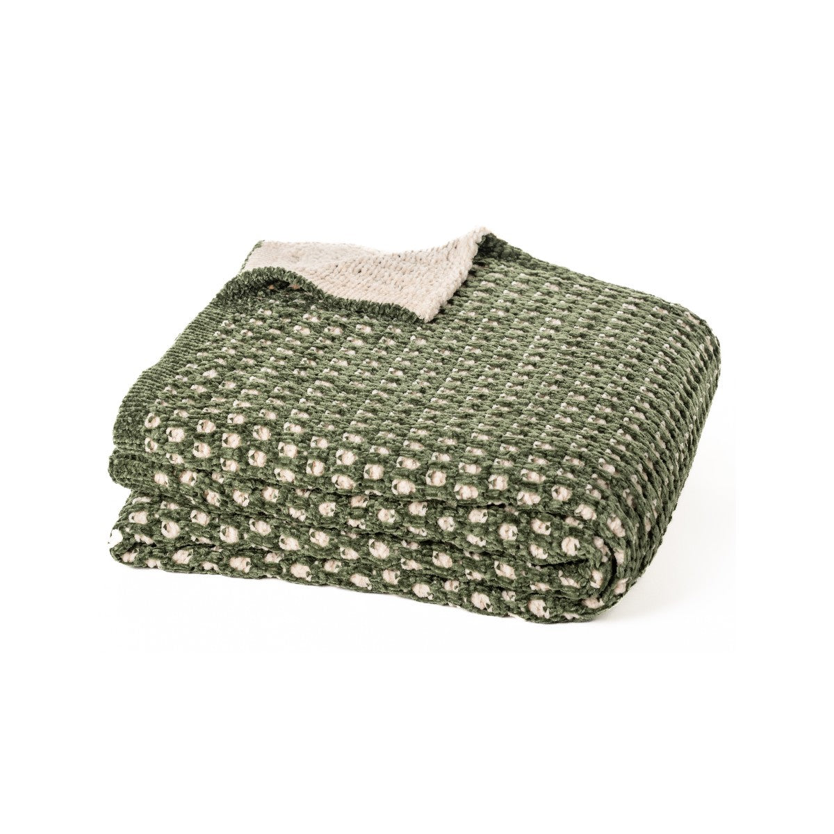 Jeté en chenille verte Augustine