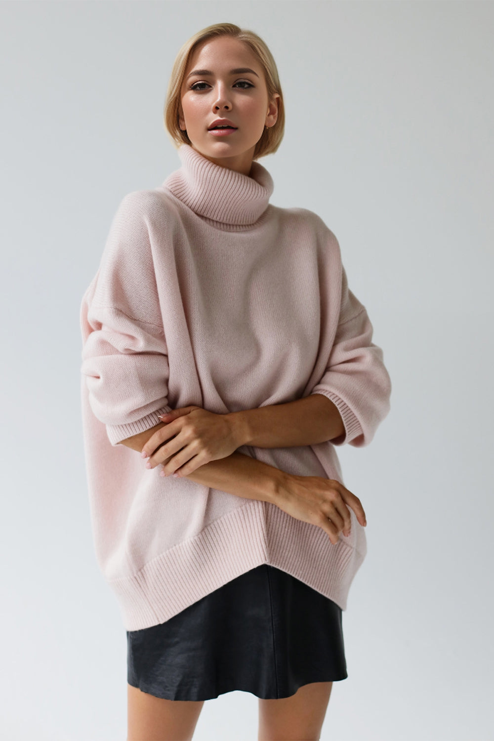 Basic Bae Turtleneck Dropped Shoulder Sweater