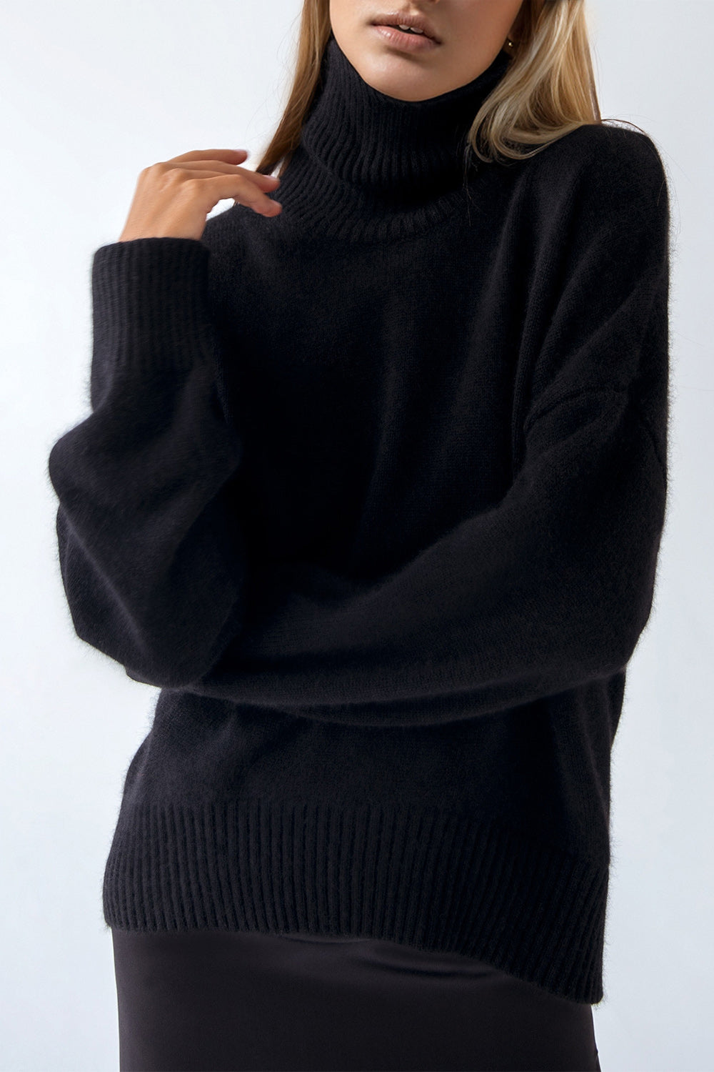 Basic Bae Turtleneck Dropped Shoulder Sweater