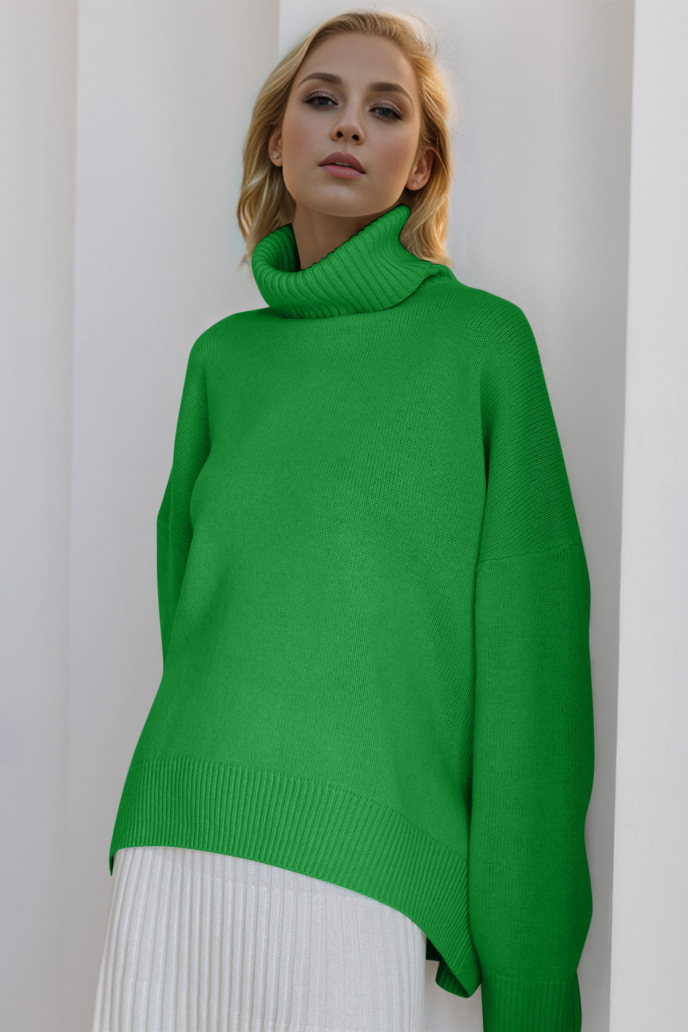 Basic Bae Turtleneck Dropped Shoulder Sweater