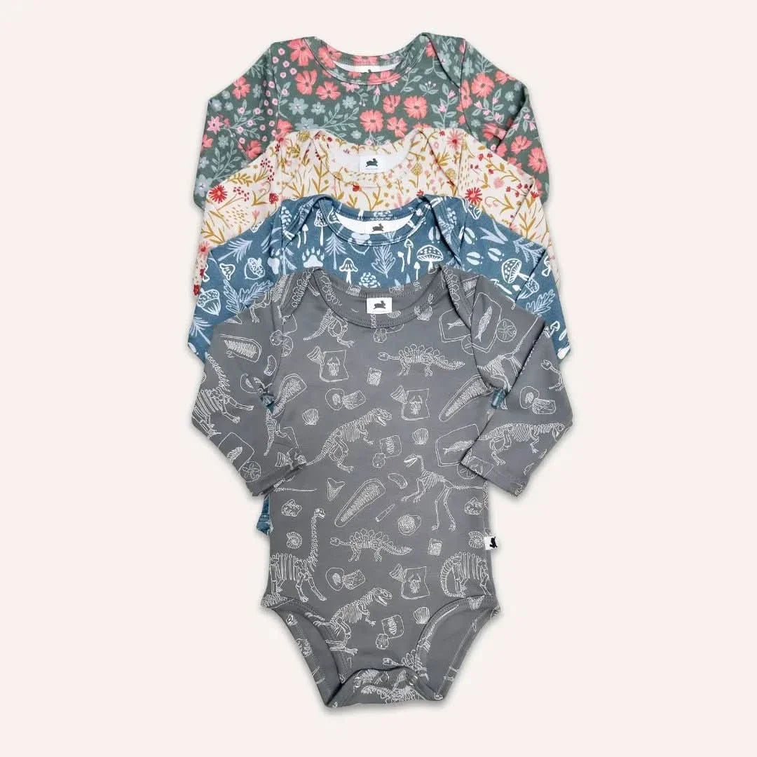 Baby Long-Sleeve Bamboo Bodysuit | Ditsy Snails