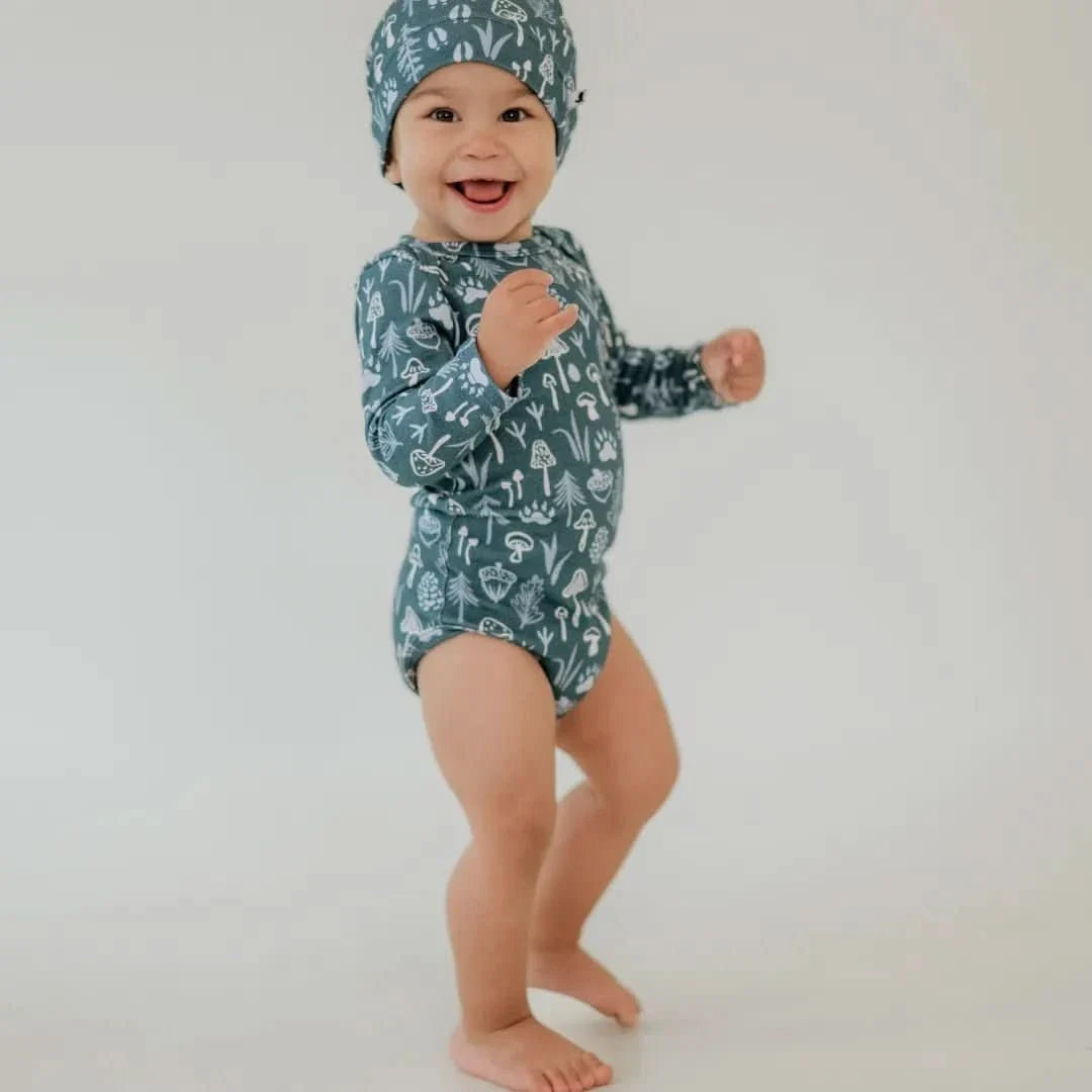 Baby Long-Sleeve Bamboo Bodysuit | Ditsy Snails