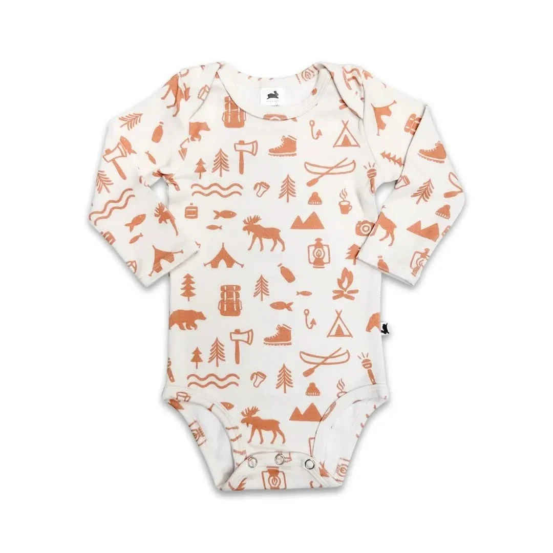 Baby Long-Sleeve Bamboo Bodysuit | Ditsy Snails