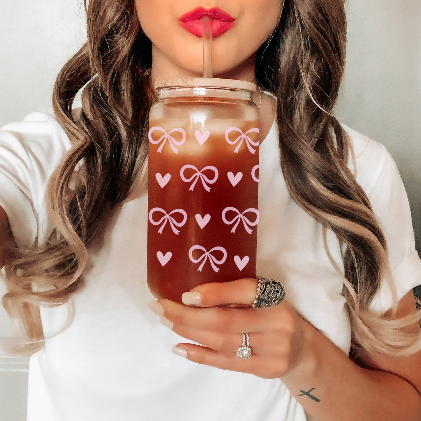 Books and Coffee 16 oz Glass Tumbler