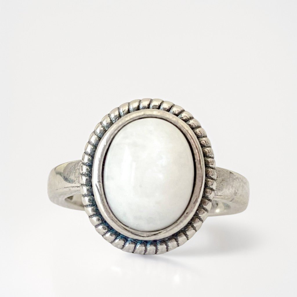 MOONSTONE | Bague en argent sterling 925 et pierre de lune arc-en-ciel