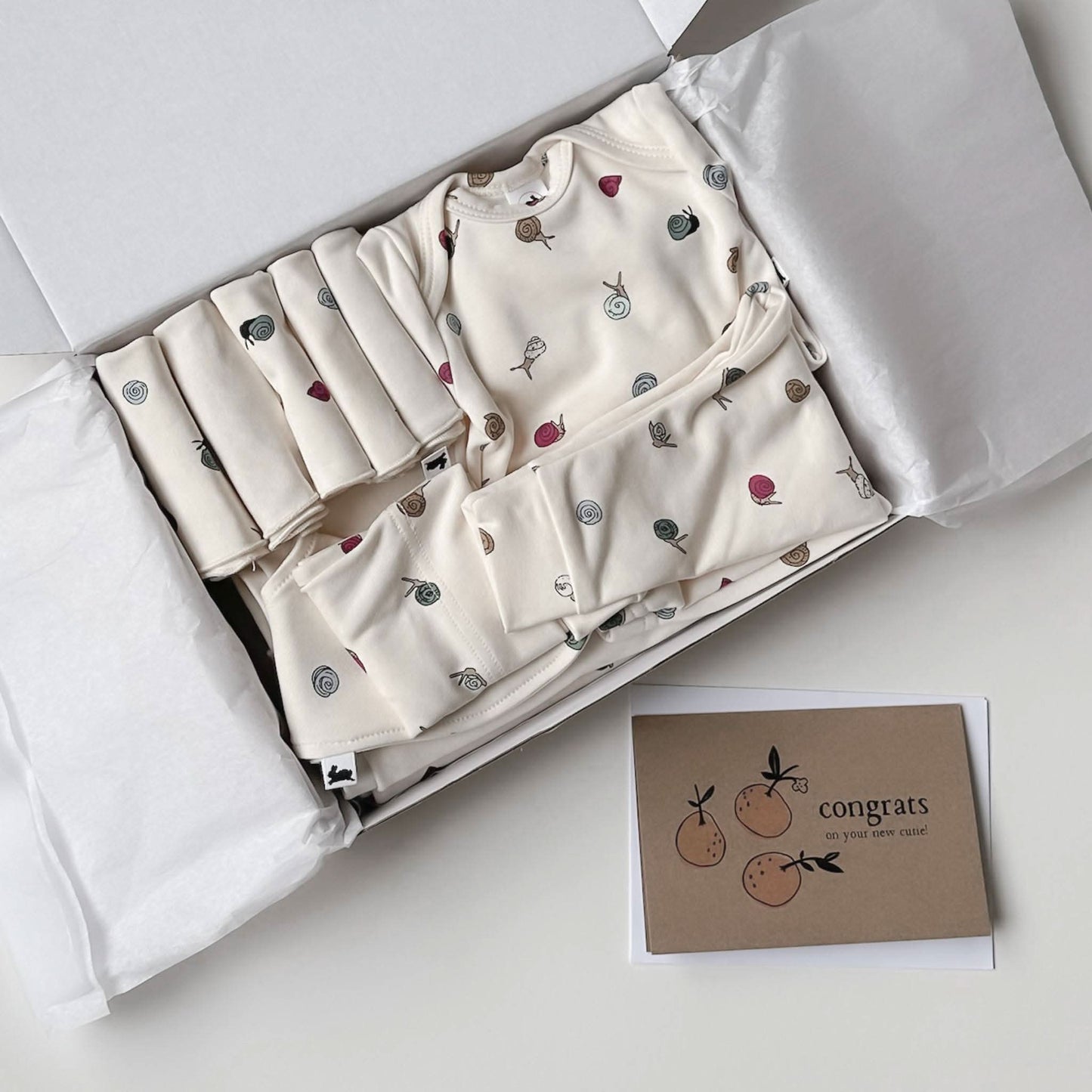 Bamboo Baby Capsule Gift Box | Ditsy Snails & Cream
