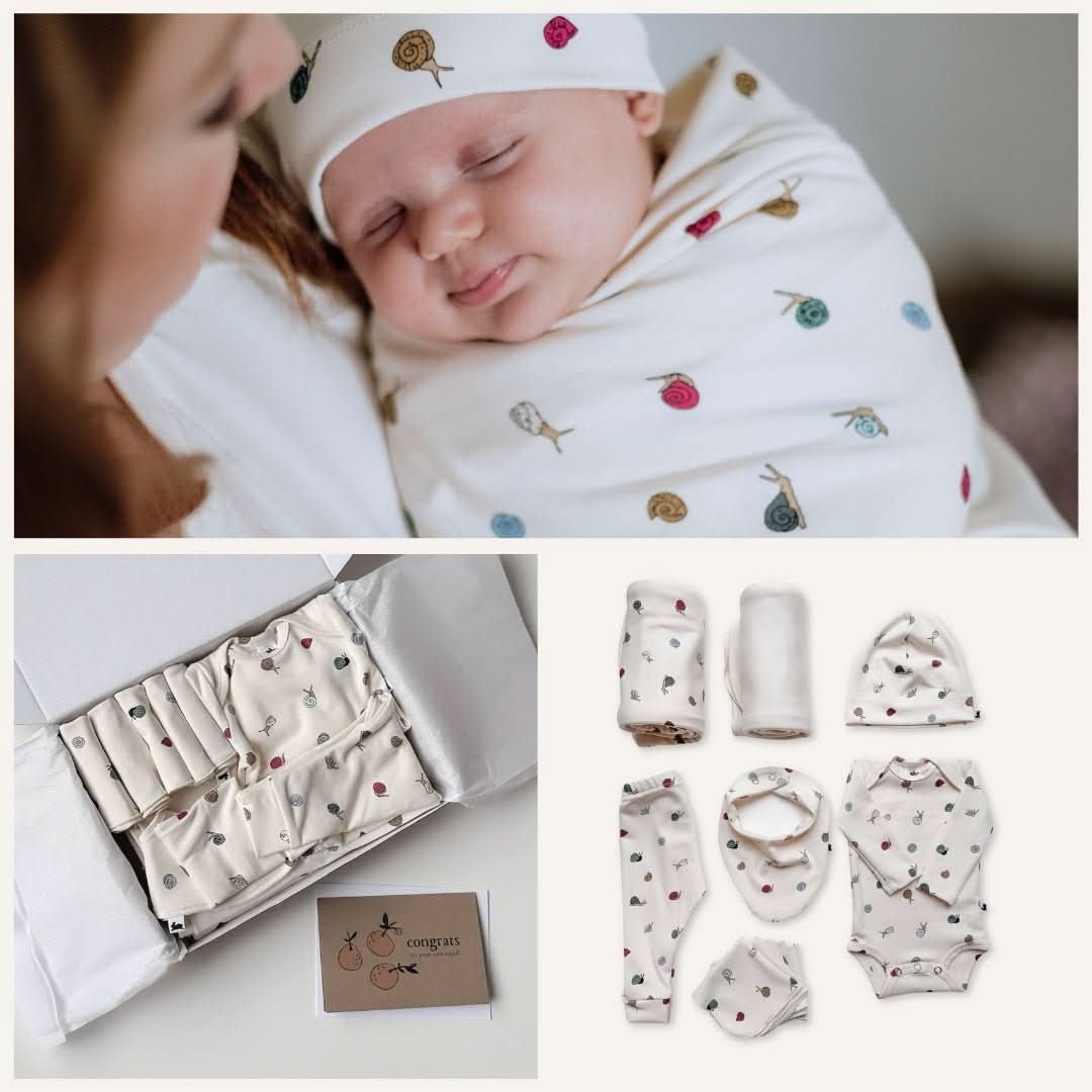 Bamboo Baby Capsule Gift Box | Ditsy Snails & Cream