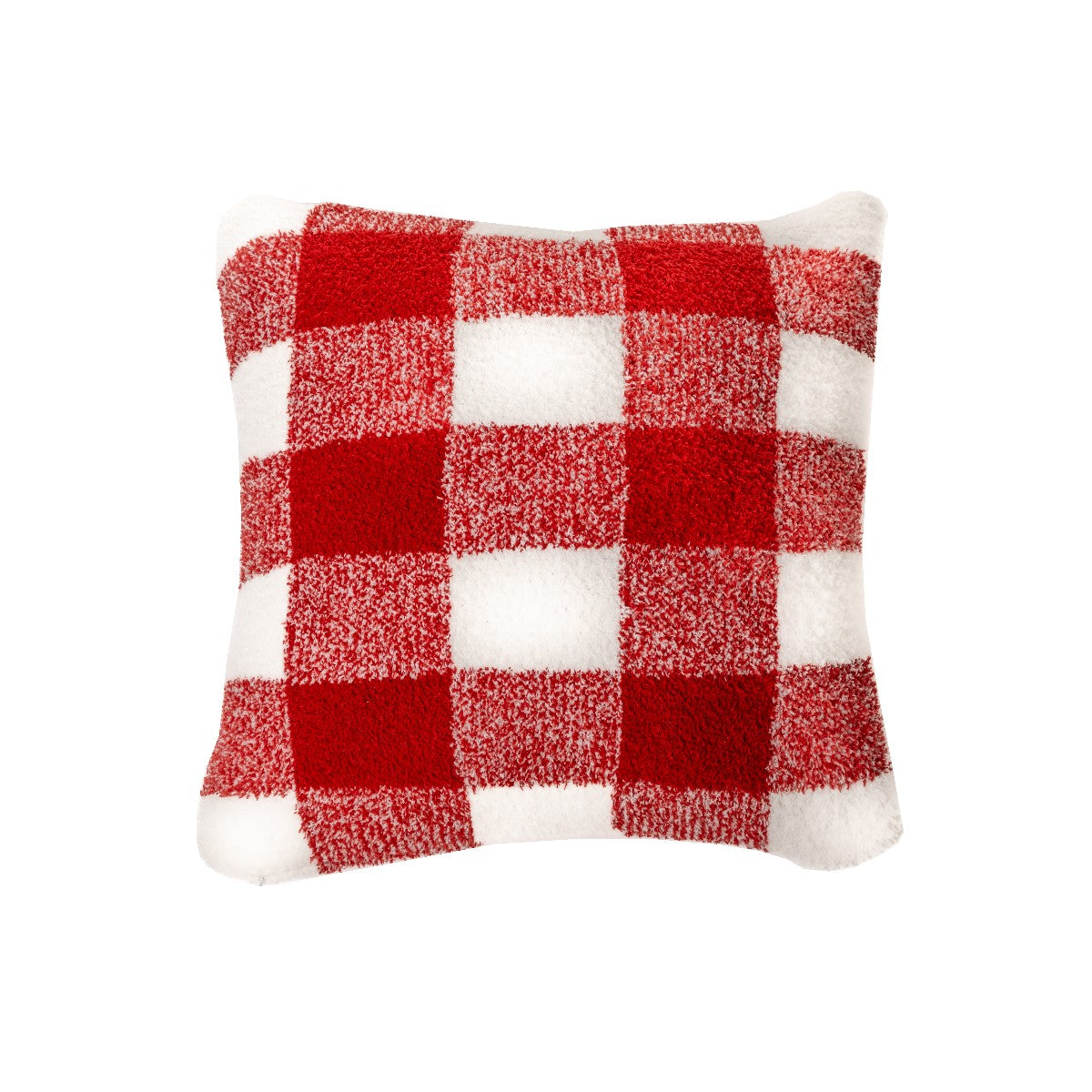 Coussin à carreaux rouges et ivoires Bo
