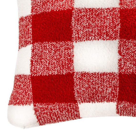 Coussin à carreaux rouges et ivoires Bo