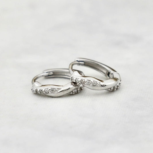 Boucles d'oreilles Huggies Scintillante Torsade en argent sterling