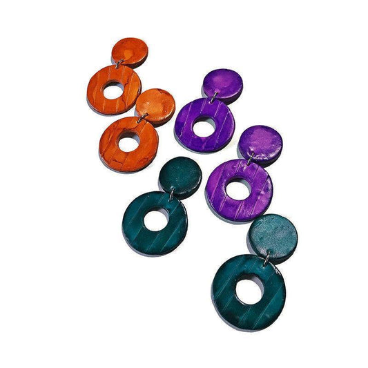 Bright Purple Clay Earrings- "Trish"