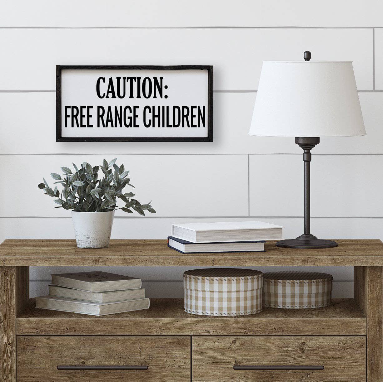 Caution Free Range Children Wood Sign